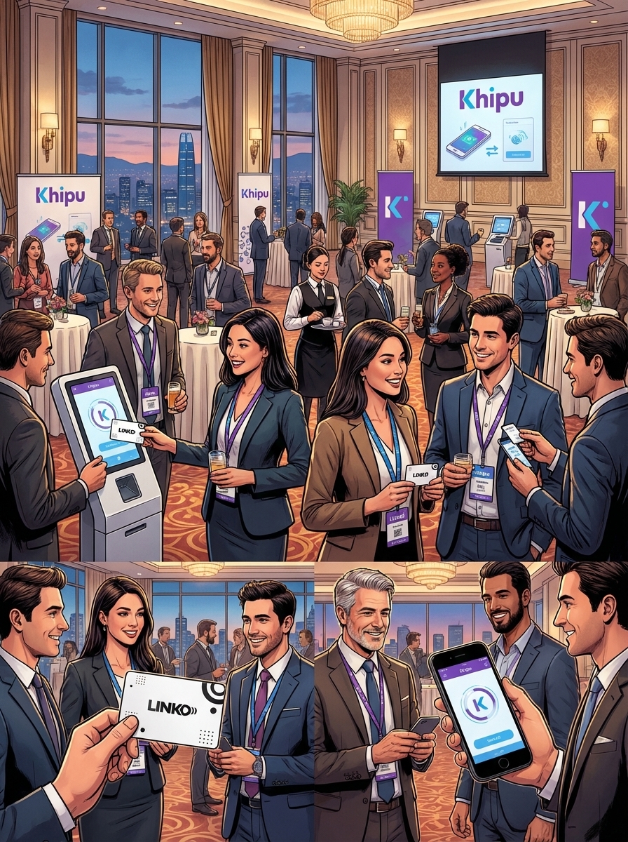 Khipu · activación networking NFC con LINKD en evento masivo